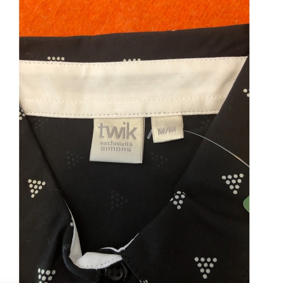 Navy blue and white button down cotton blend sleeveless shirt NWT - Picture 3 of 4